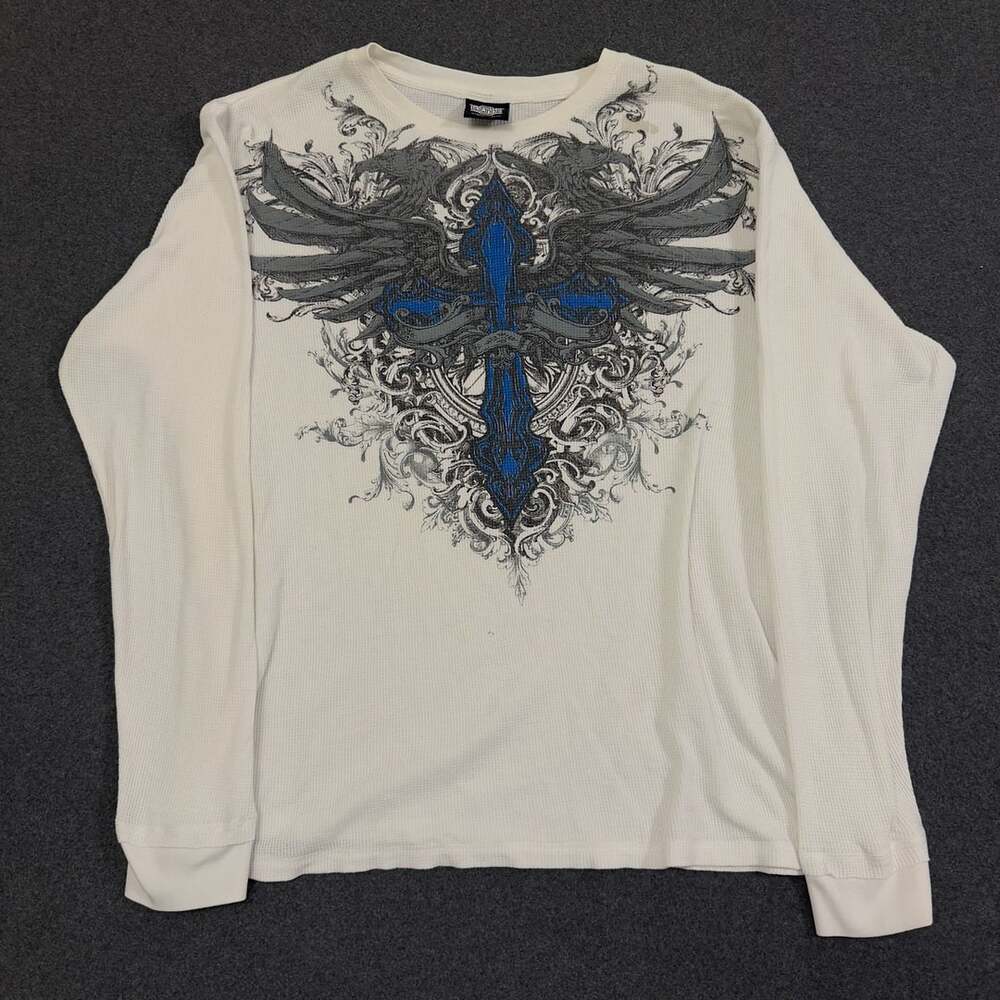 Vintage Y2K MMA Elite Winged Cross Waffle Thermal Long Sleeve